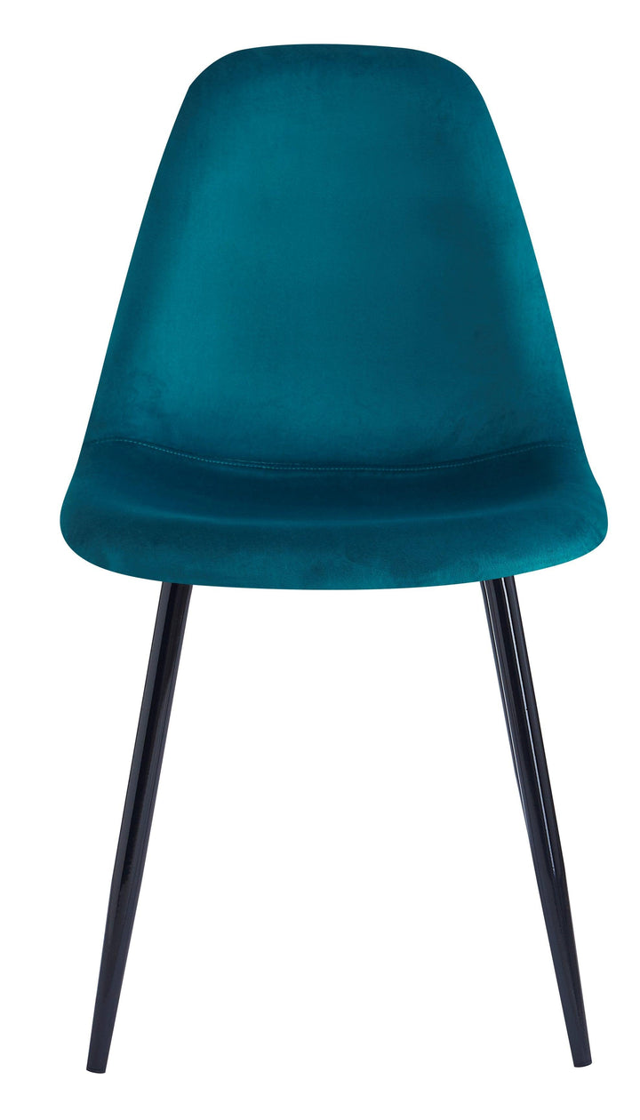 Set di 4 sedie in velluto blu anatra e metallo