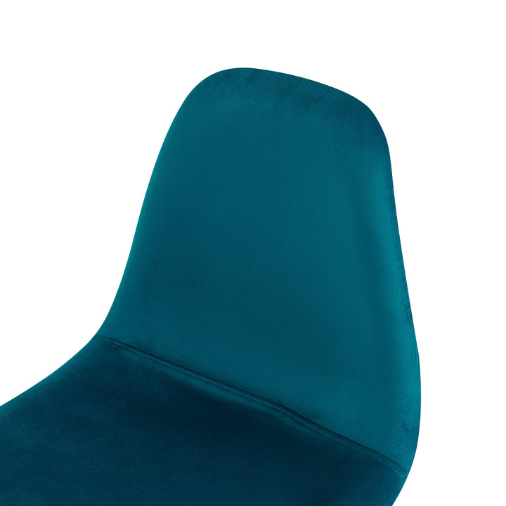 Set di 4 sedie in velluto blu anatra e metallo