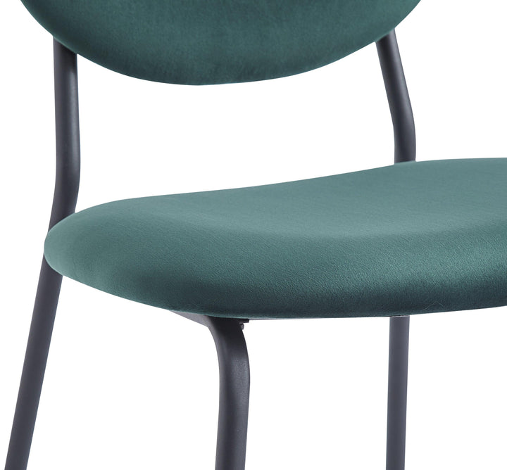 Set di 2 sedie scandinave in metallo e velluto verde