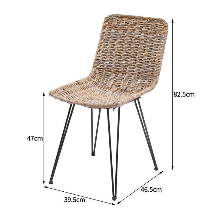 Set di 2 sedie in metallo e fibra naturale
