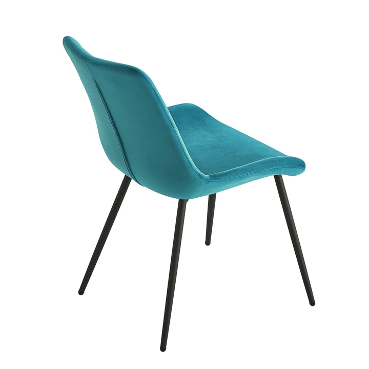 Set di 2 sedie in velluto blu anatra e metallo