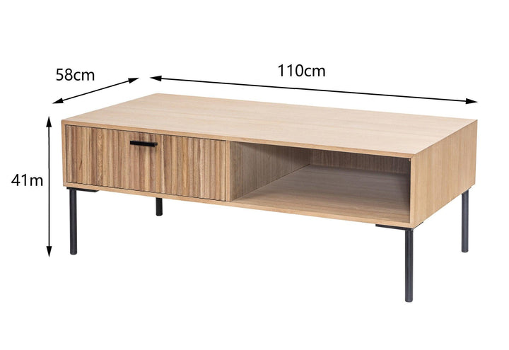 Tavolino in legno massiccio e metallo