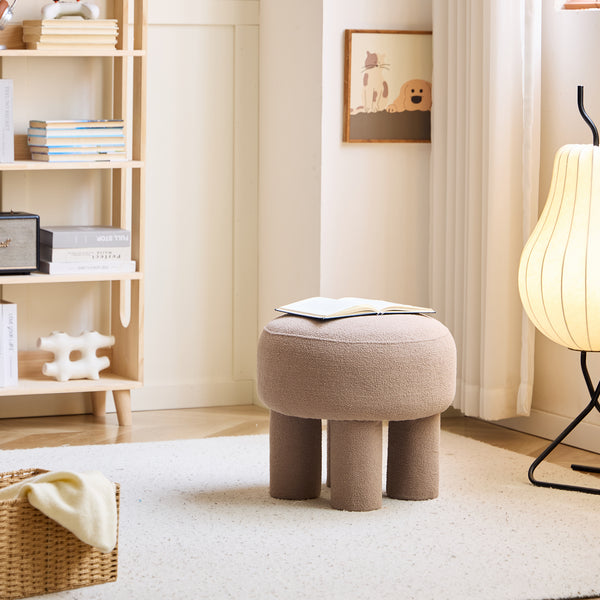 AHRUS - Pouf da salotto scandinavo in spugna color tortora