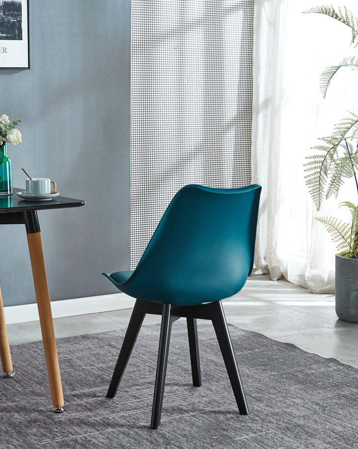Set di 4 sedie scandinave blu in legno e polipropilene