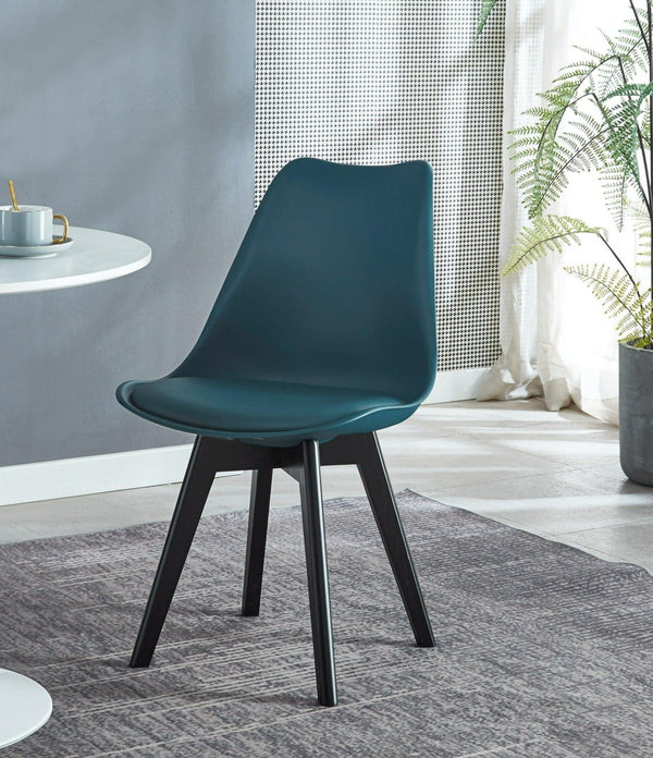 Set di 4 sedie scandinave blu in legno e polipropilene