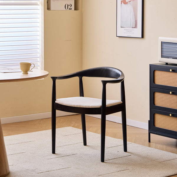 SALTA - Set di 2 sedie da pranzo in legno massiccio nero e tessuto beige