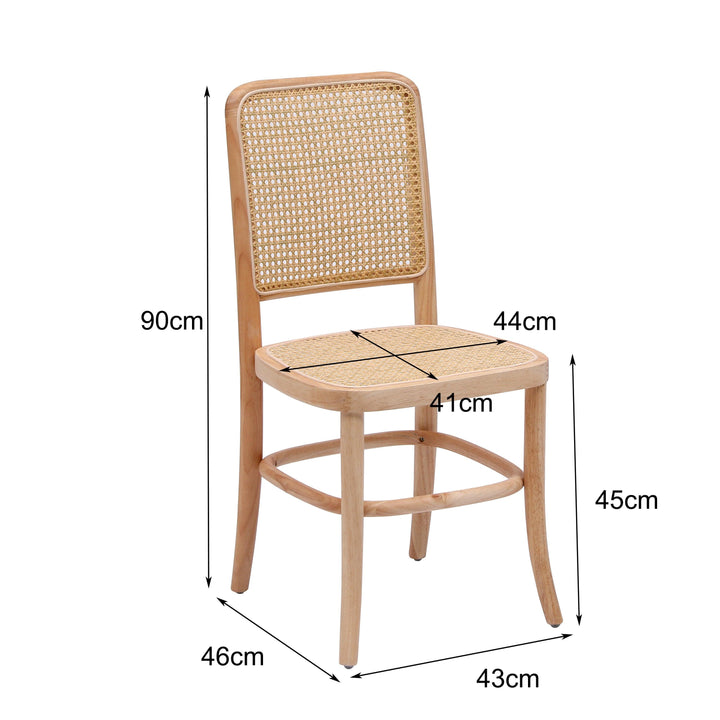 Set di 2 sedie in legno massiccio e rattan naturale