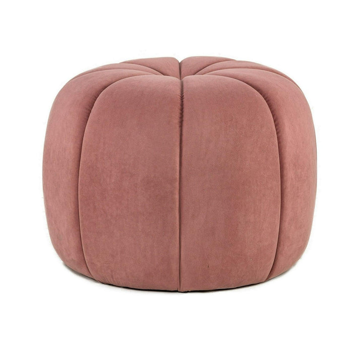 Pouf in velluto rosa a righe
