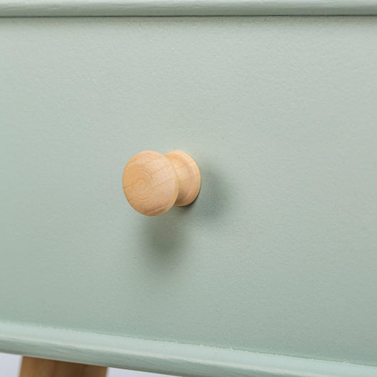 Comodino a 1 cassetto in legno di faggio verde menta
