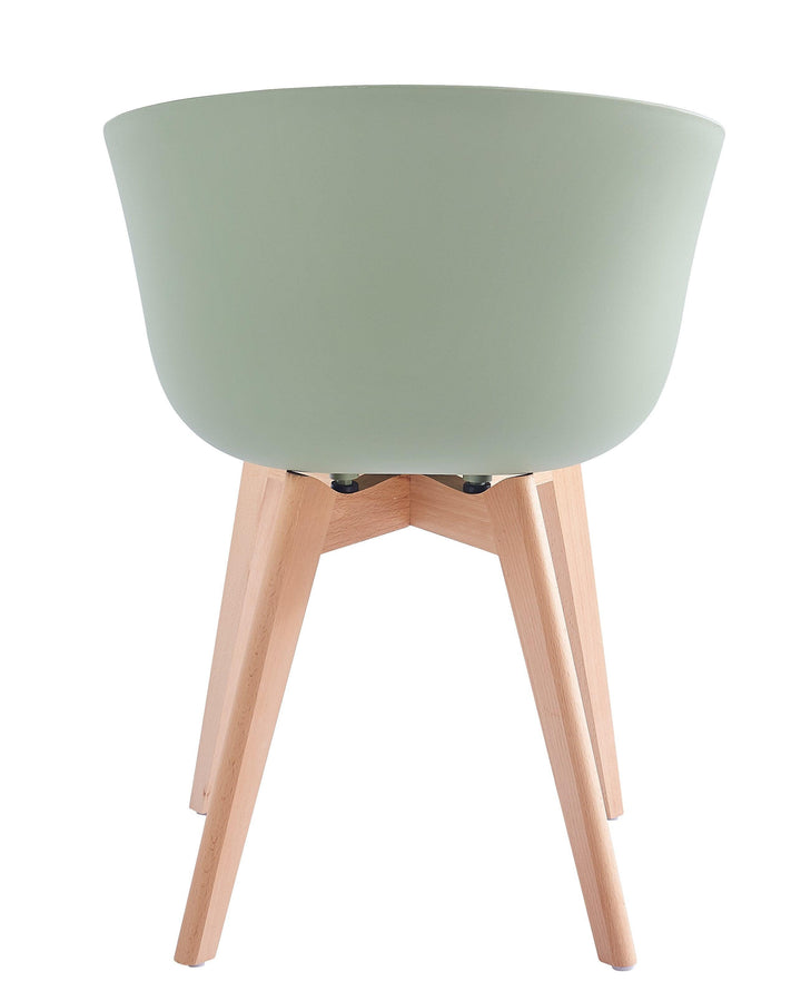 Set di 4 sedie scandinave in legno e polipropilene, verde menta