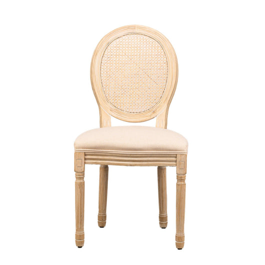 Set di 2 sedie in legno con seduta in tessuto beige