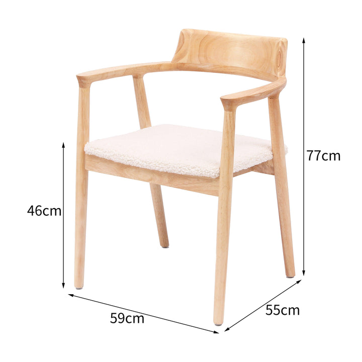 Set di 2 sedie in legno massiccio con braccioli e riccioli bianchi
