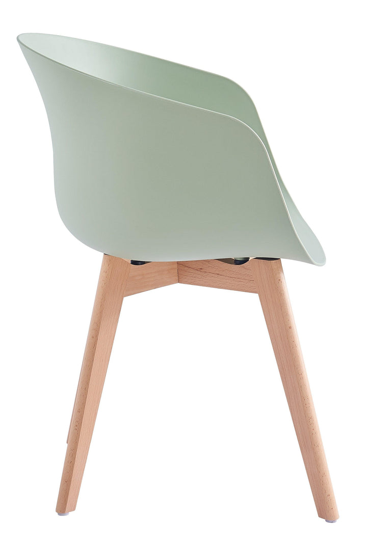 Set di 4 sedie scandinave in legno e polipropilene, verde menta