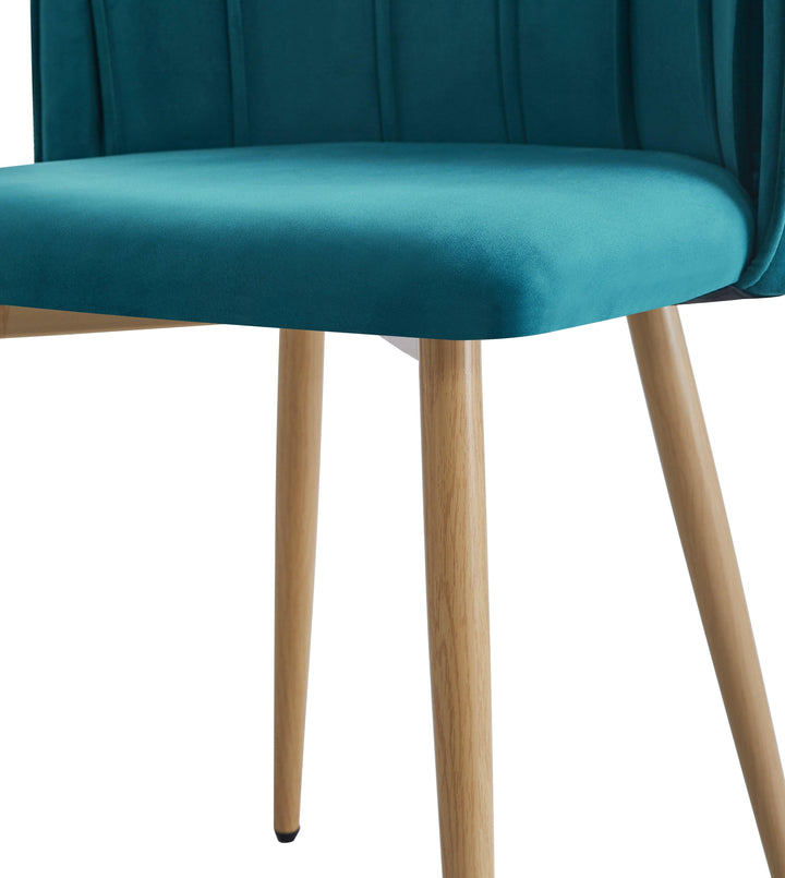 Set di 2 sedie in metallo effetto legno con tessuto blu anatra