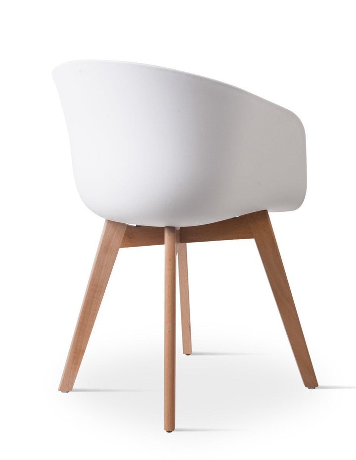 Set di 4 sedie scandinave in legno e polipropilene bianco