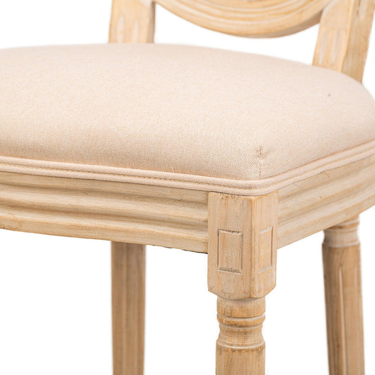 Set di 2 sedie in legno e canna con seduta in tessuto beige