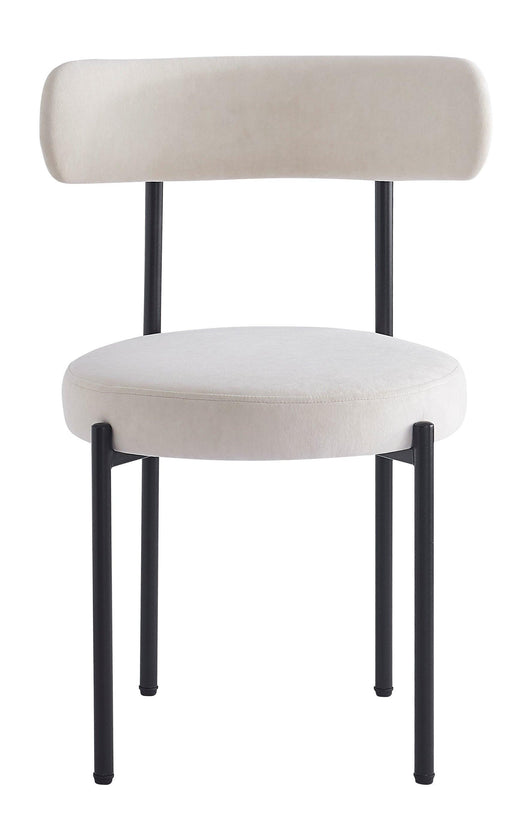 Set di 2 sedie scandinave in metallo e velluto beige