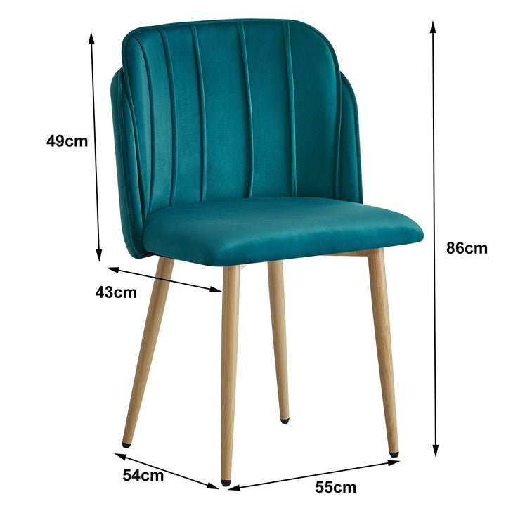 Set di 2 sedie in metallo effetto legno con tessuto blu anatra