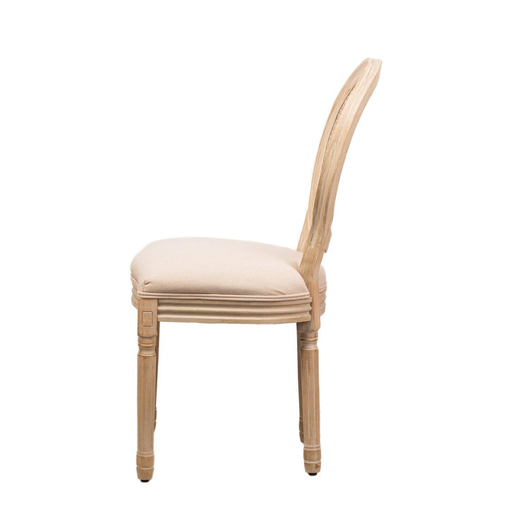 Set di 2 sedie in legno e canna con seduta in tessuto beige