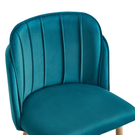 Set di 2 sedie in metallo effetto legno con tessuto blu anatra