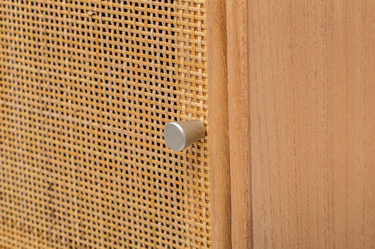 Comodino con 1 anta e 1 cassetto in rattan naturale