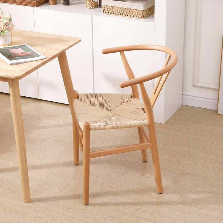 Set di 2 sedie in legno massiccio e corda naturale