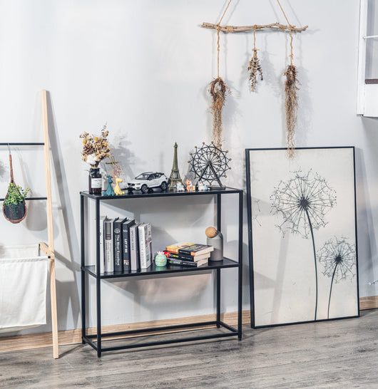 Console in metallo nero in stile industriale