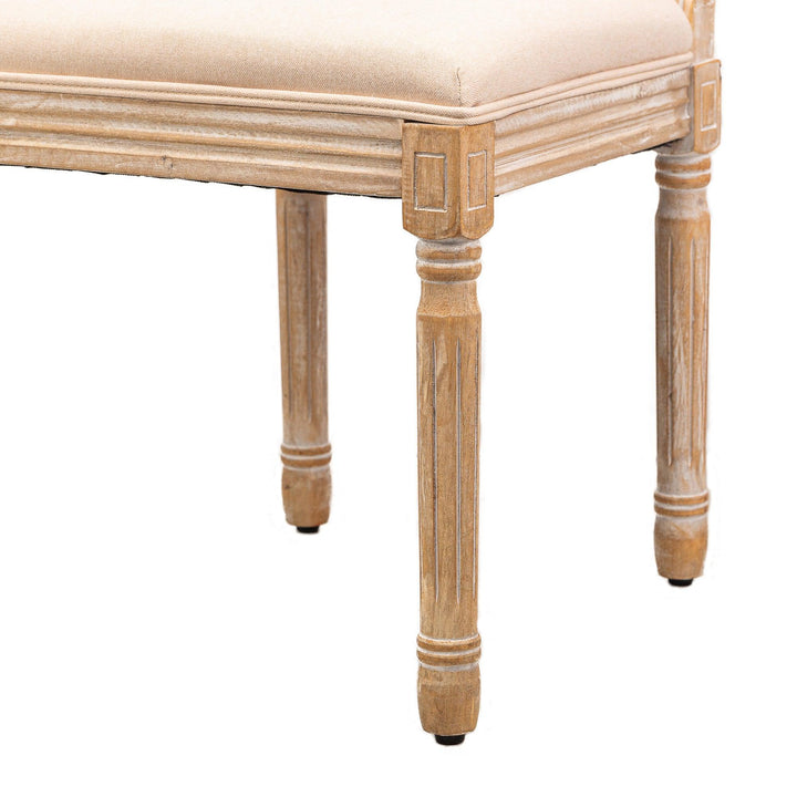 Set di 2 sedie in legno con seduta in tessuto beige