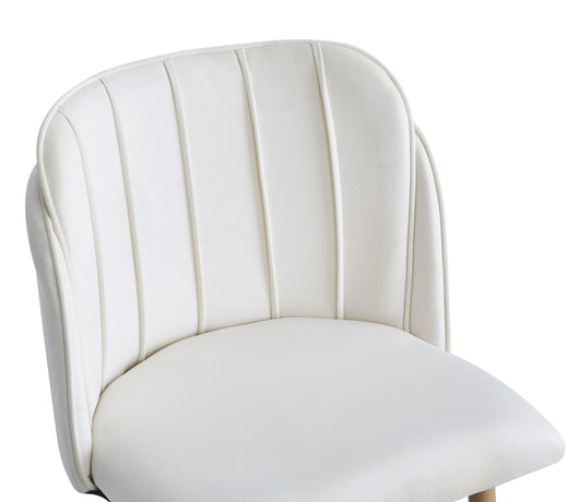 Set di 2 sedie in tessuto beige e metallo effetto legno
