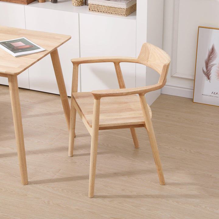 Set di 2 sedie in legno massiccio con braccioli color naturale