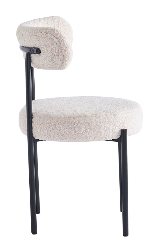 Set di 2 sedie scandinave in metallo con riccioli bianchi