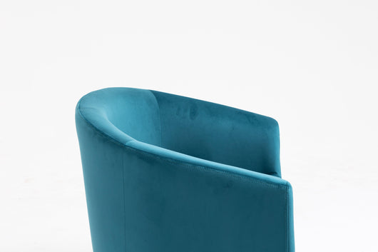 Poltrona in velluto blu anatra e metallo