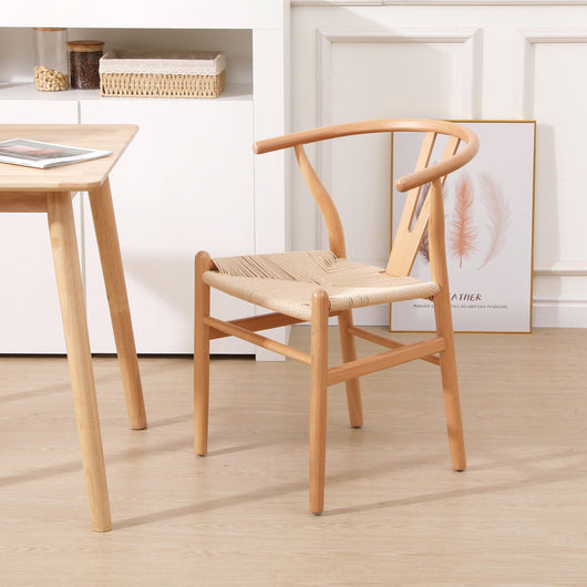 Set di 2 sedie in legno massiccio e corda naturale