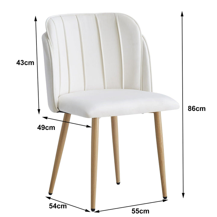 Set di 2 sedie in tessuto beige e metallo effetto legno