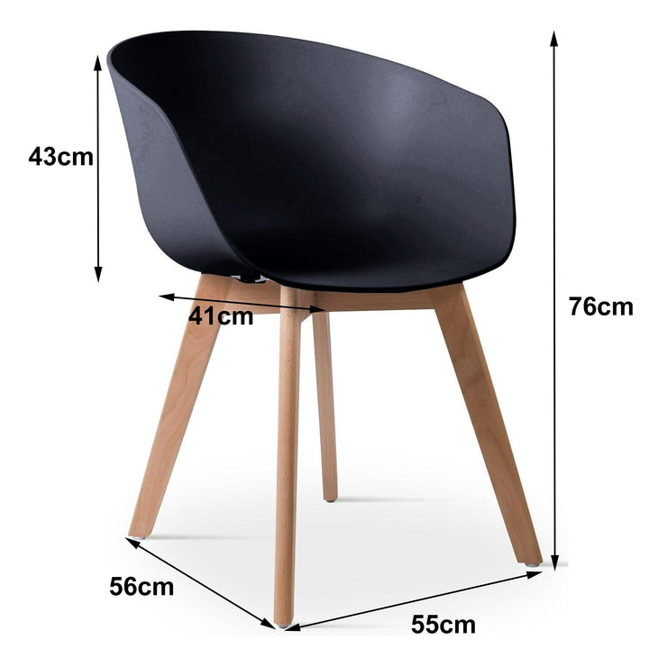 Set di 4 sedie scandinave in legno e polipropilene nero
