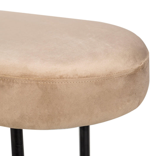 Panca in metallo e velluto beige