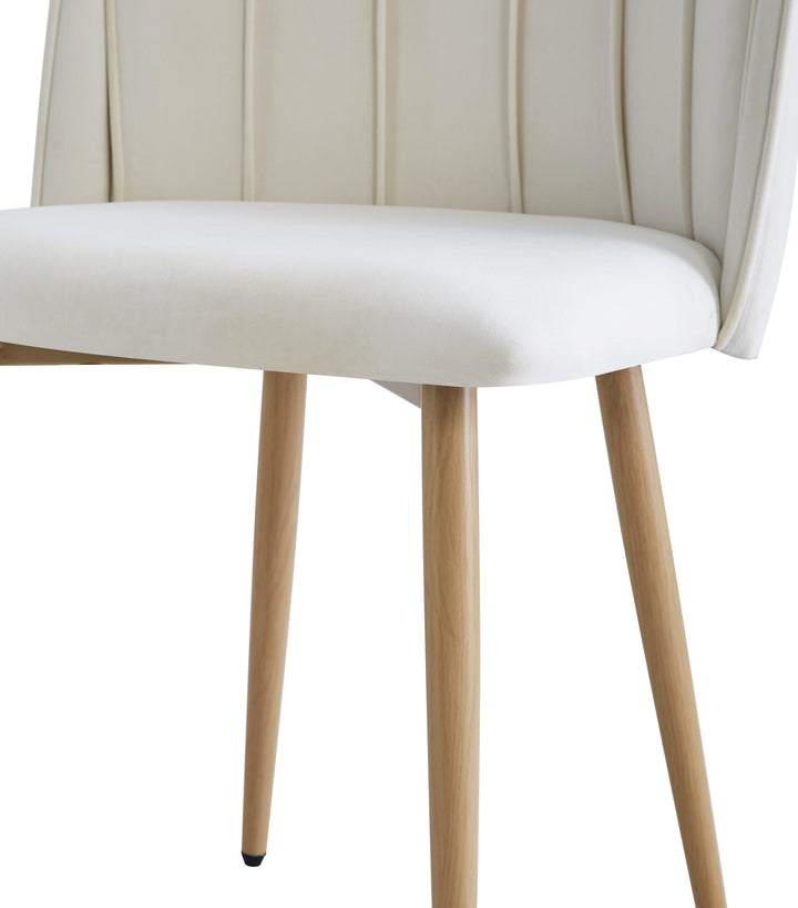 Set di 2 sedie in tessuto beige e metallo effetto legno