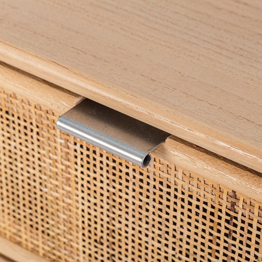 Cassettiera a 3 cassetti in legno e rattan naturale