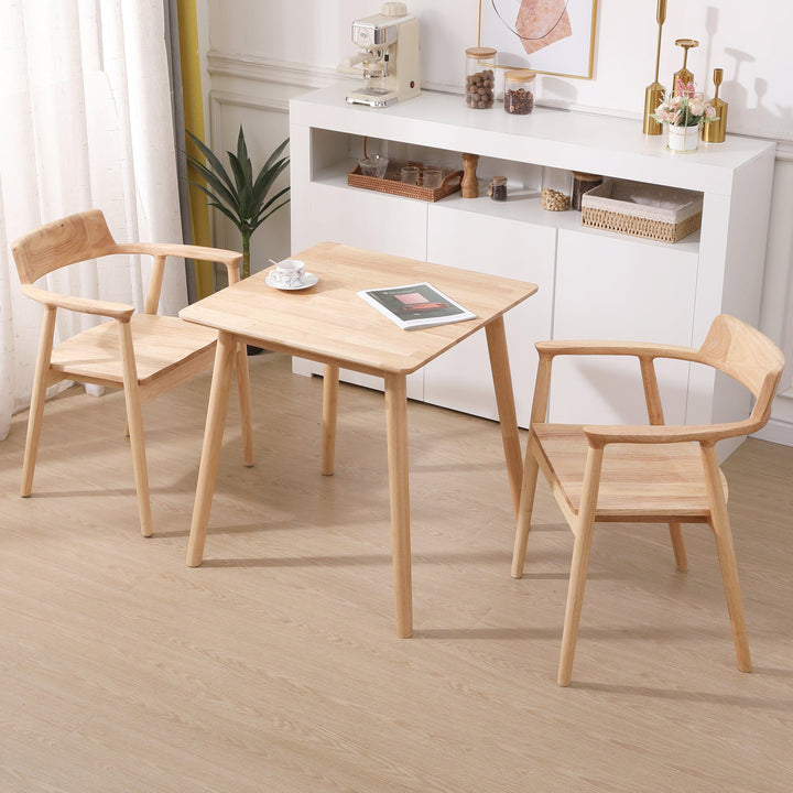 Set di 2 sedie in legno massiccio con braccioli color naturale