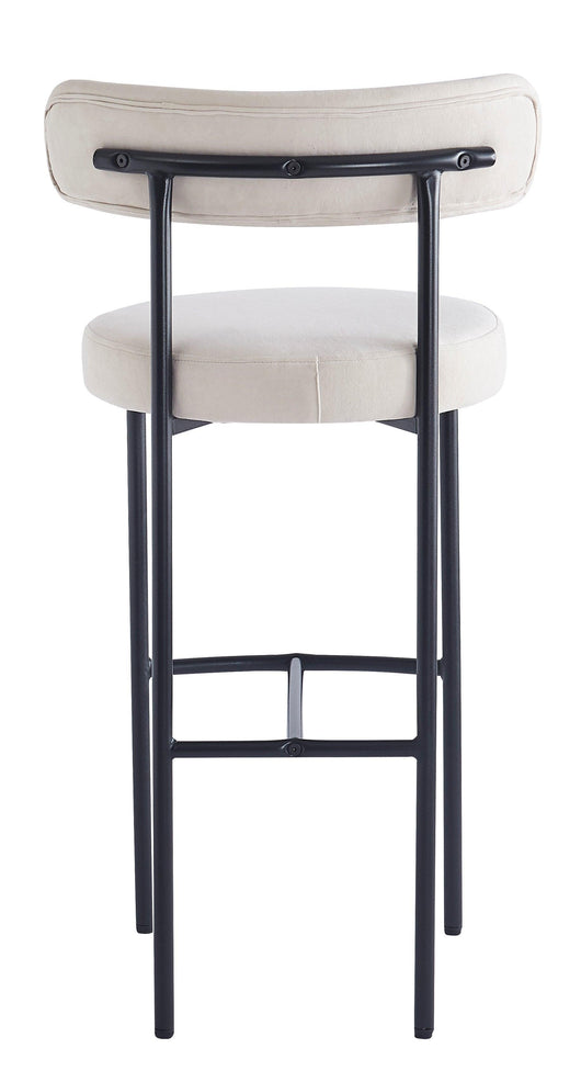 Set di 2 sgabelli da bar in metallo e velluto beige